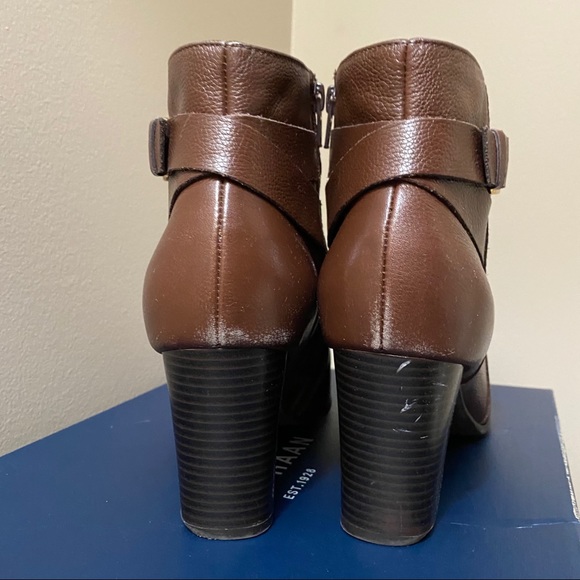 COLE HAAN Leather Ankle Bootie, Brown, 9 - Picture 9 of 16